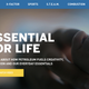 The landing page for Valero's "Essential for Life" website and campaign showing the categories as well as the tagline over an image of a baby's hand.